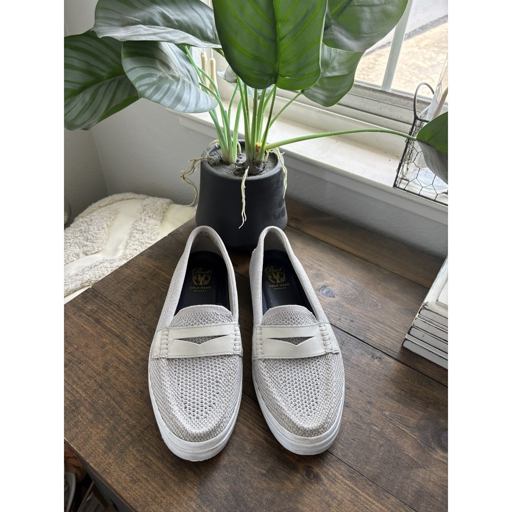 Cole Haan Silver Sparkle Pinch Weekender Leather Slip On Penny Loafers 9.5B